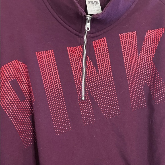 PINK Victoria's Secret Burgundy Zip-Up Sweater SZ L - Picture 2 of 4